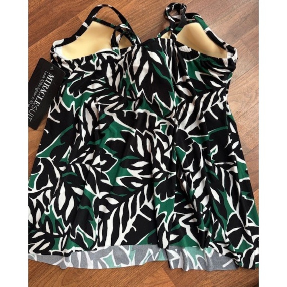 Miraclesuit Womens Black Green Palma Verde Underwired Marina Tankini Swim Top 16 - Picture 6 of 9